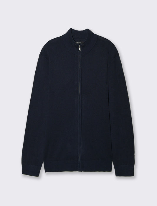Maglia Cardigan Mezzo Collo Premium - Blu