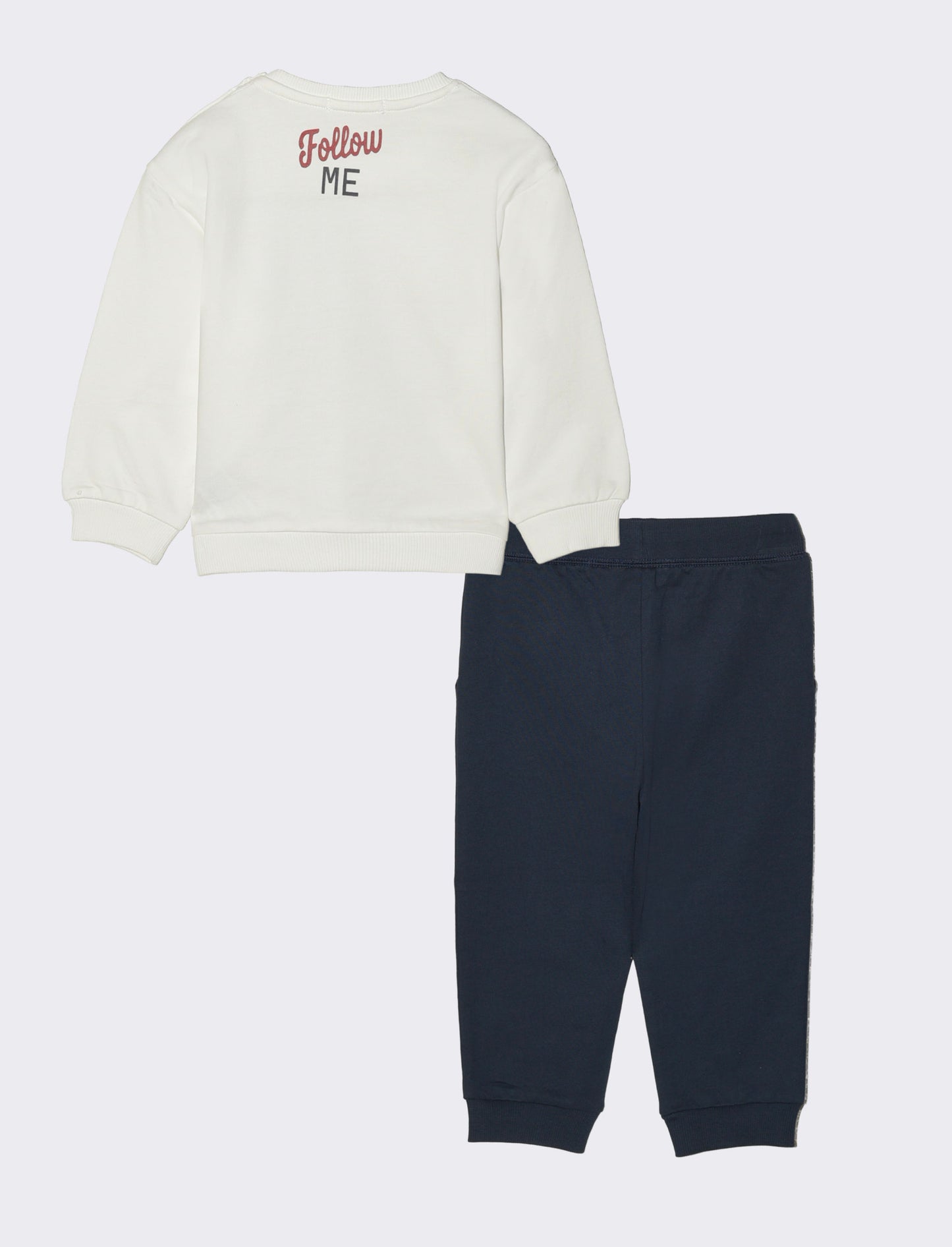 Tuta basica con stampa e jogger tinta unita - Bianco latte