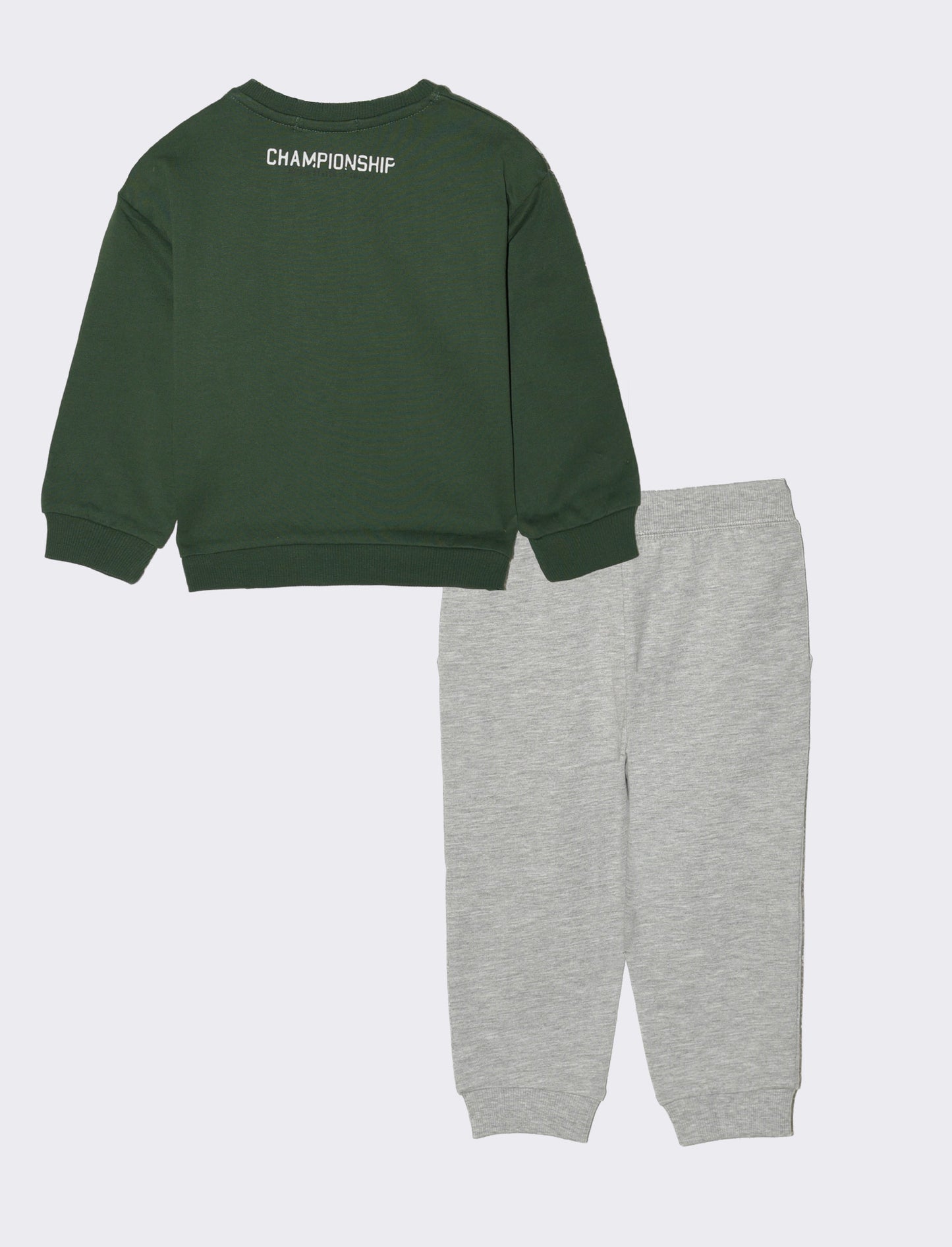 Tuta basica con stampa e jogger tinta unita - Verde abete