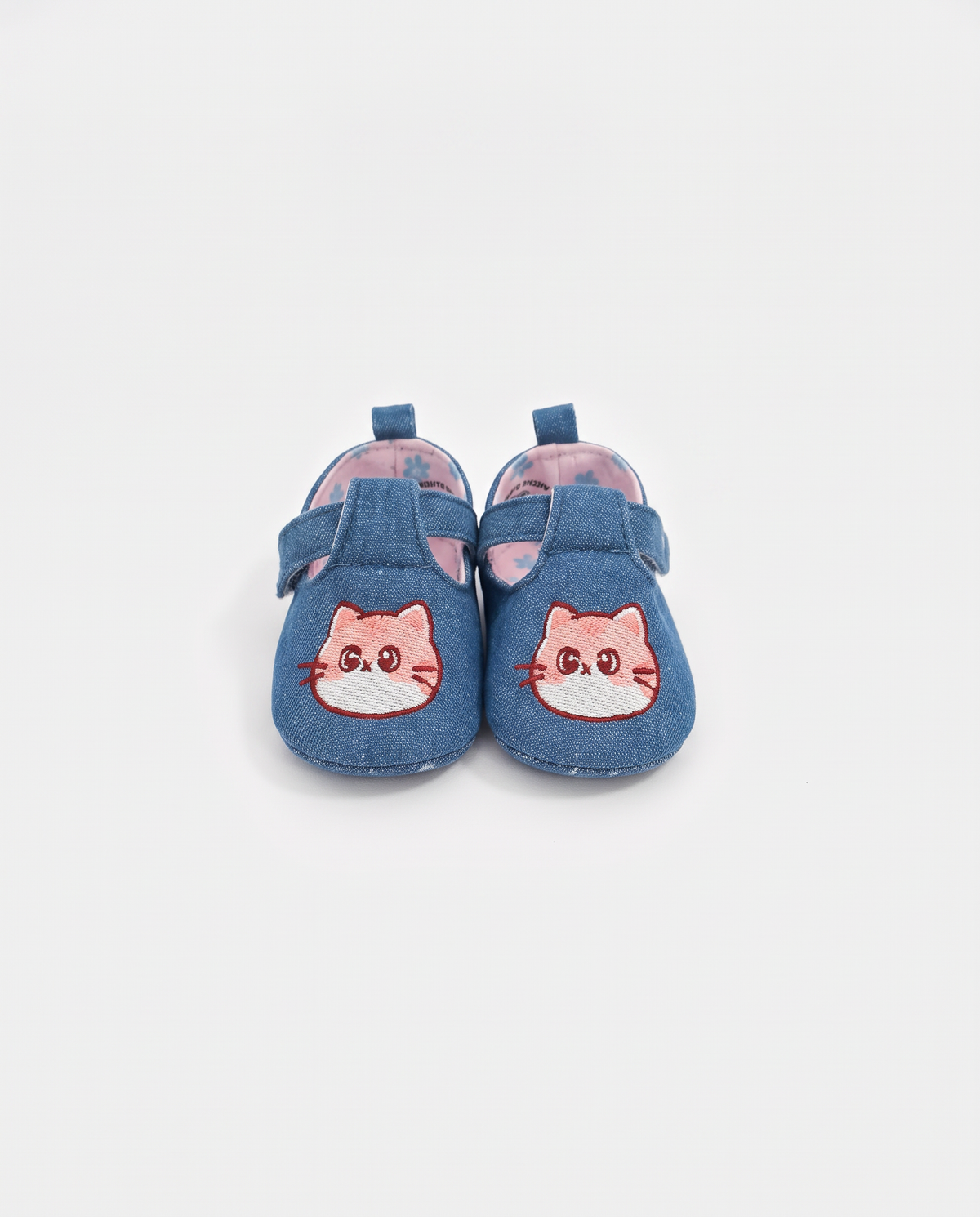Scarpa con ricamo- gattino da neonata - Blu