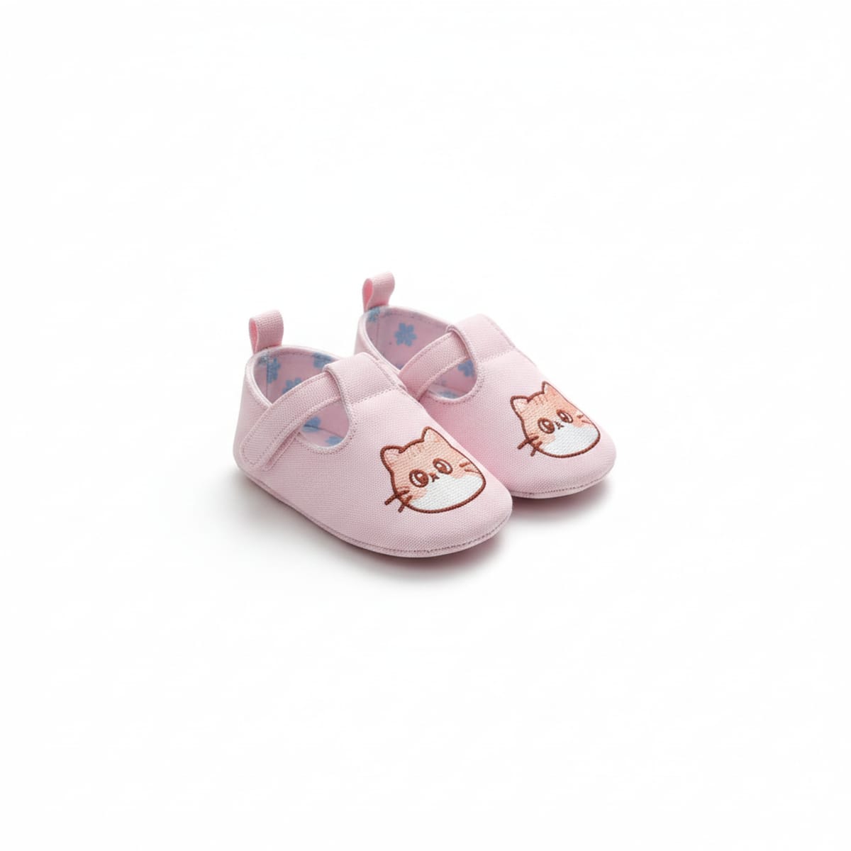 Scarpa con ricamo- gattino da neonata - Rosa