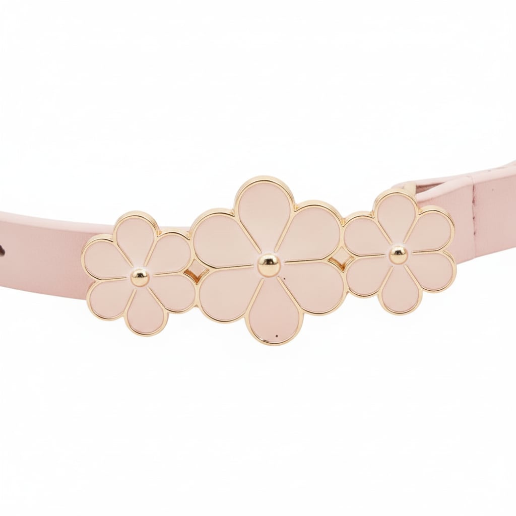Cintura bambina fibbia 3 fiorellini - Rosa