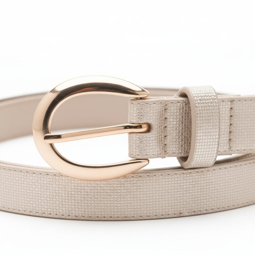Cintura bambina basica fibbia ovale - Beige