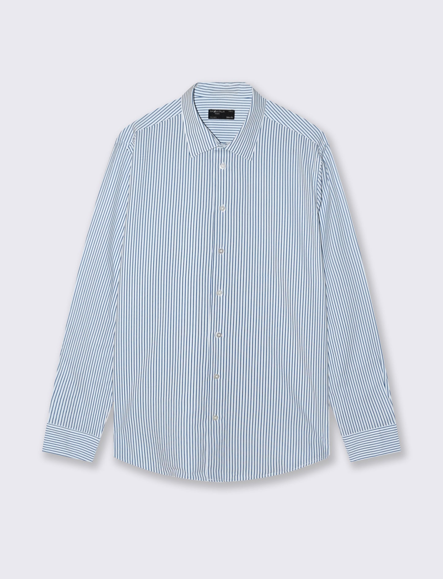 Camicia slim fit a righe in tessuto tecnico - Bianco