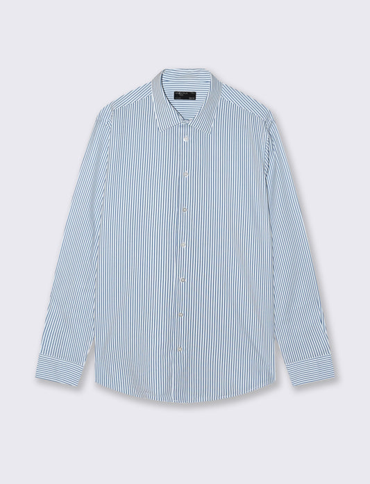 Camicia slim fit a righe in tessuto tecnico - Bianco