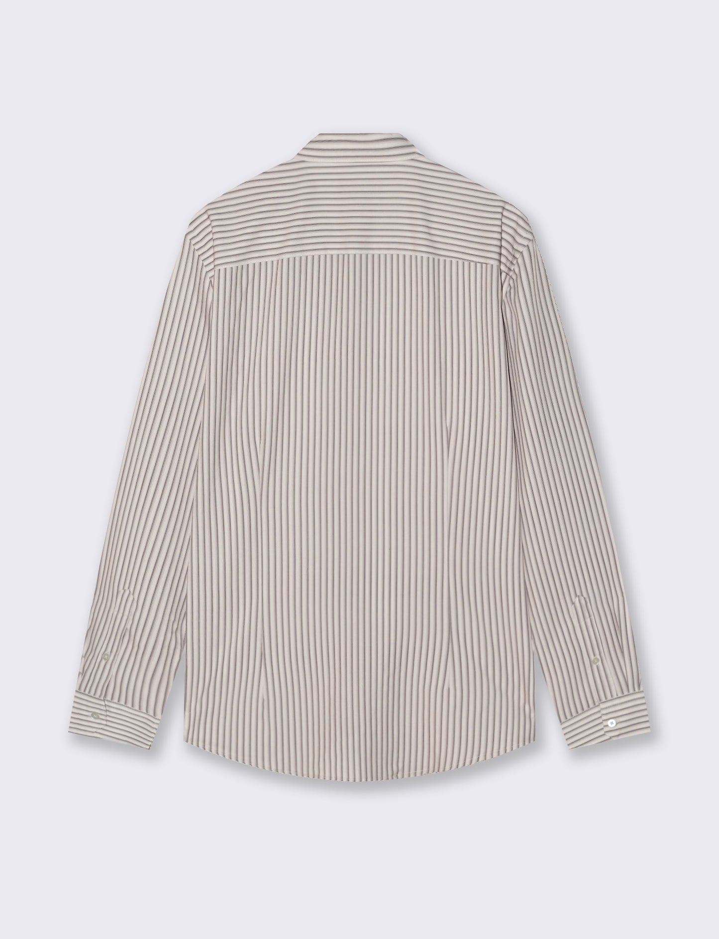 Camicia slim fit a righe in tessuto tecnico - Beige