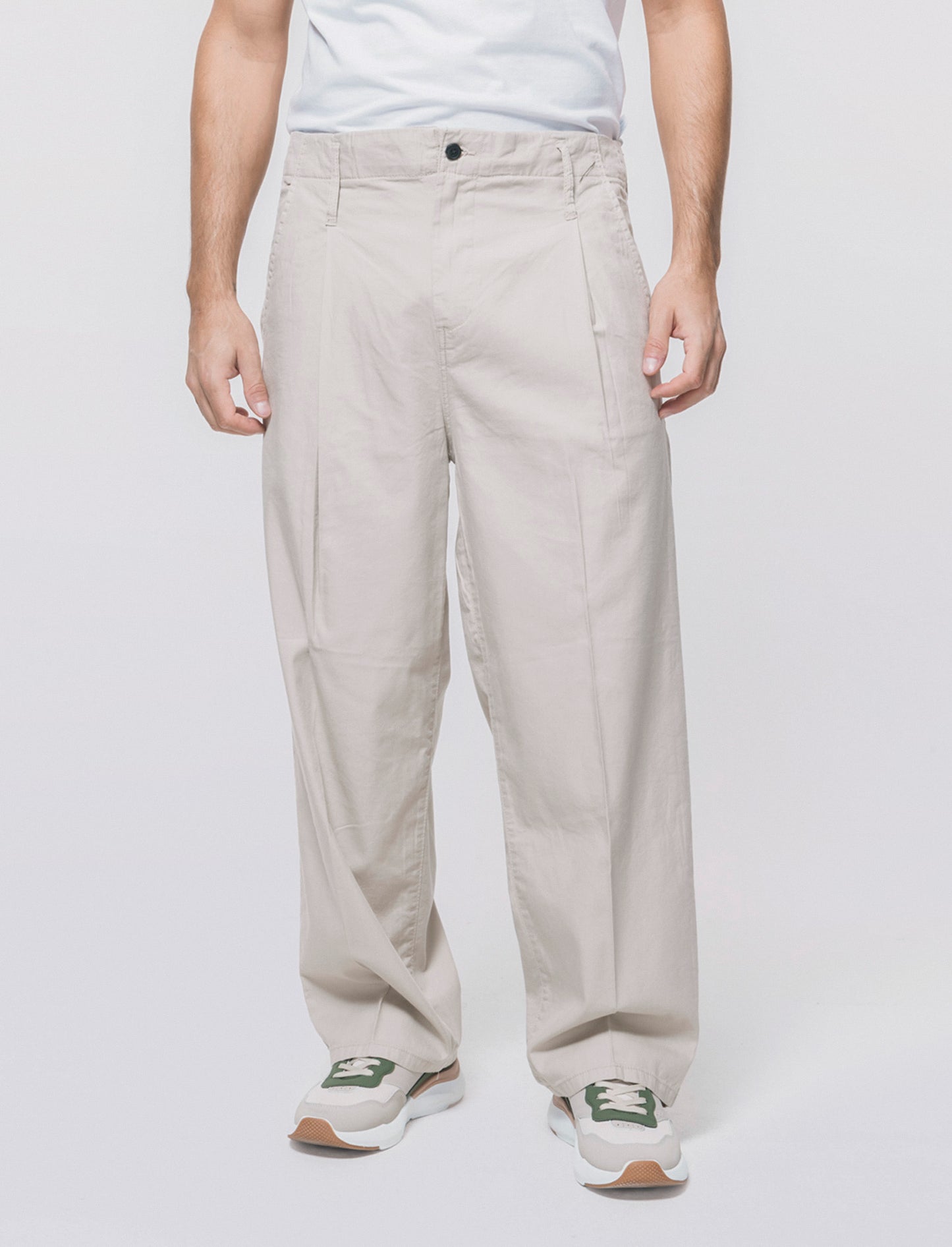 Pantaloni Chino Wide Leg in Twill - Sabbia