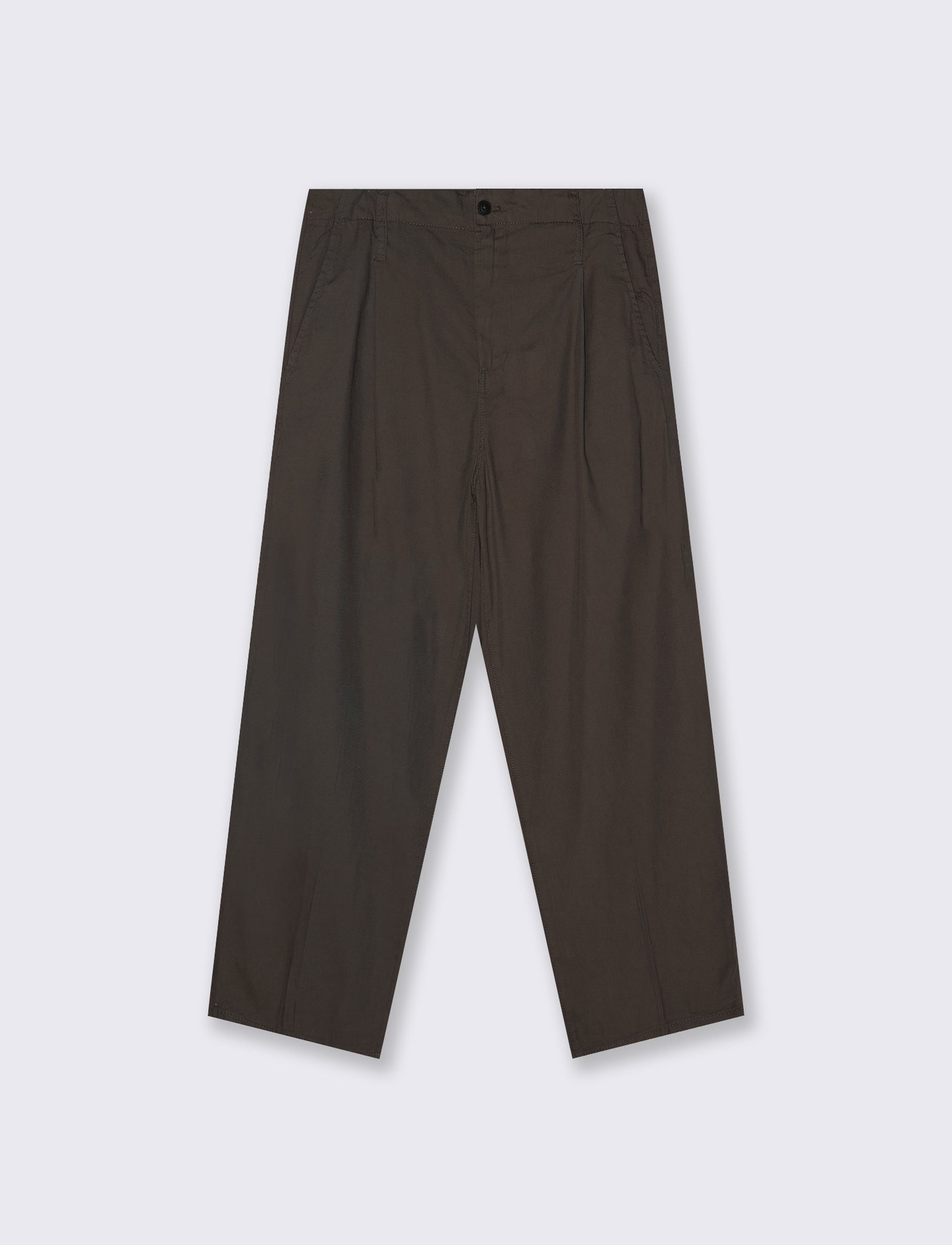 Wide Leg Twill Chino Pants - Brown