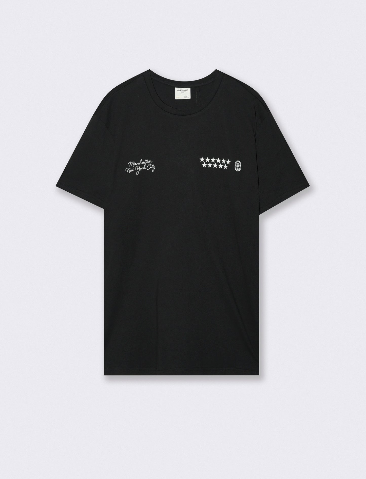T-shirt girocollo cotone con stampe - Nero