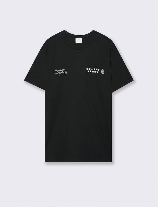 Cotton crew neck T-shirt with prints - Black