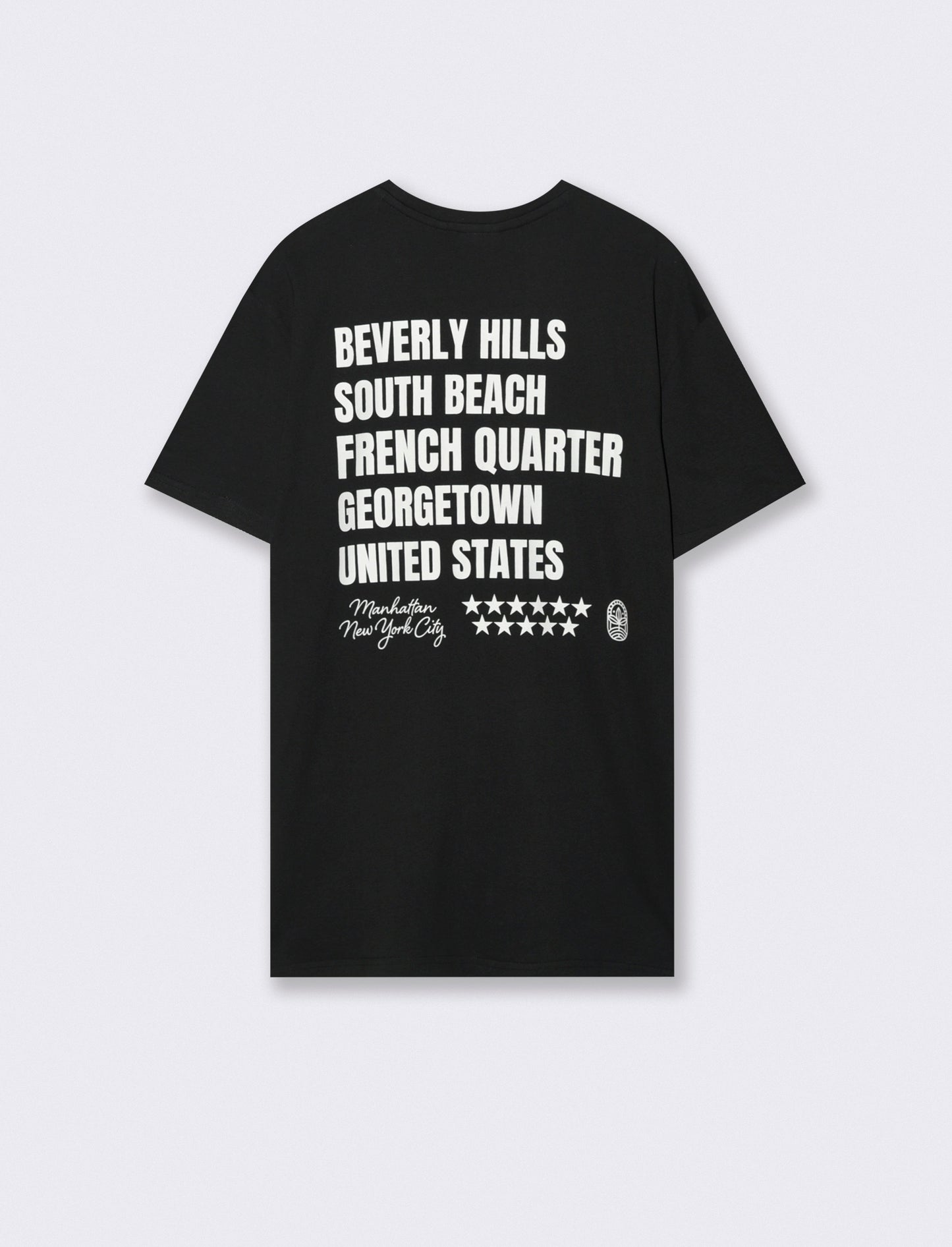 T-shirt girocollo cotone con stampe - Nero