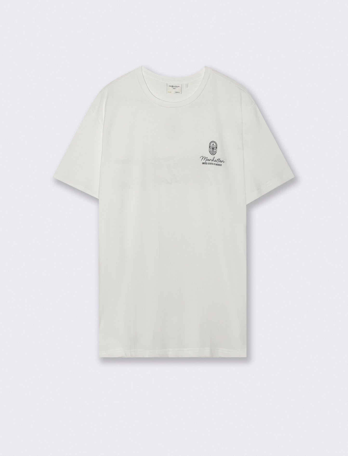 T-shirt girocollo cotone con stampe - Bianco