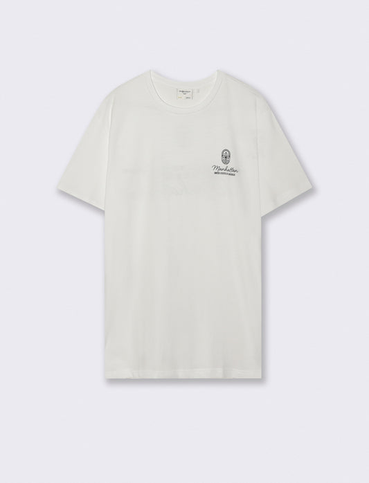 T-shirt girocollo cotone con stampe - Bianco