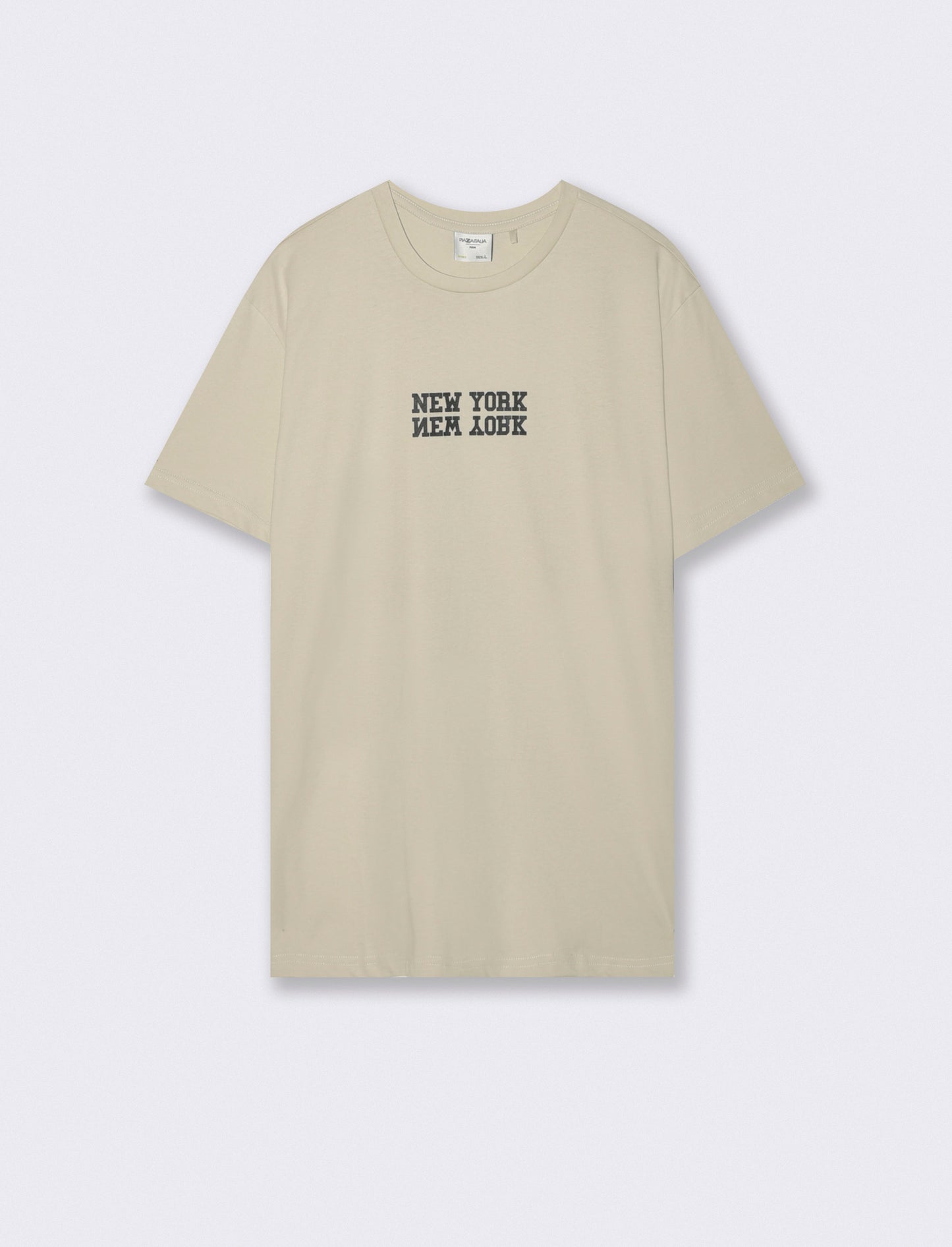 T-shirt girocollo cotone con stampe - Grigio ghiaccio