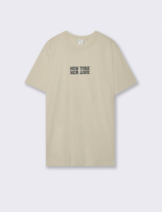 T-shirt girocollo cotone con stampe - Grigio ghiaccio
