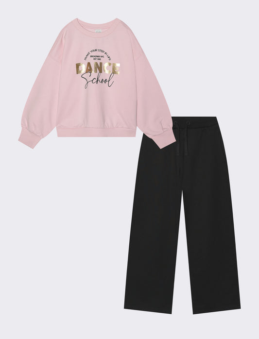Tuta da bambina in french terry colorata - Rosa