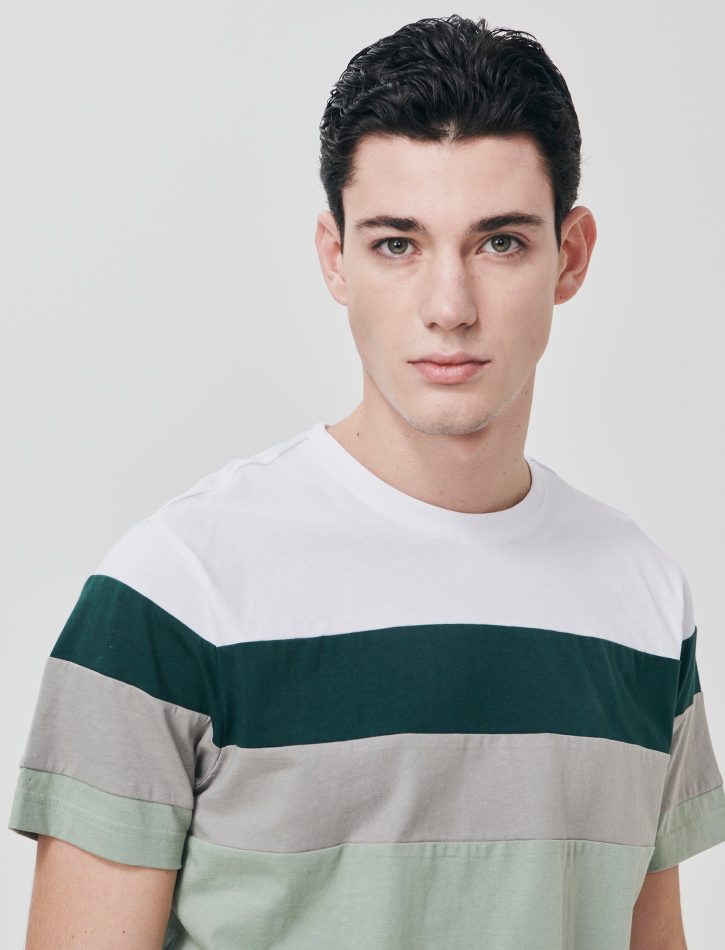 T-shirt girocollo con fascia multipla - Bianco
