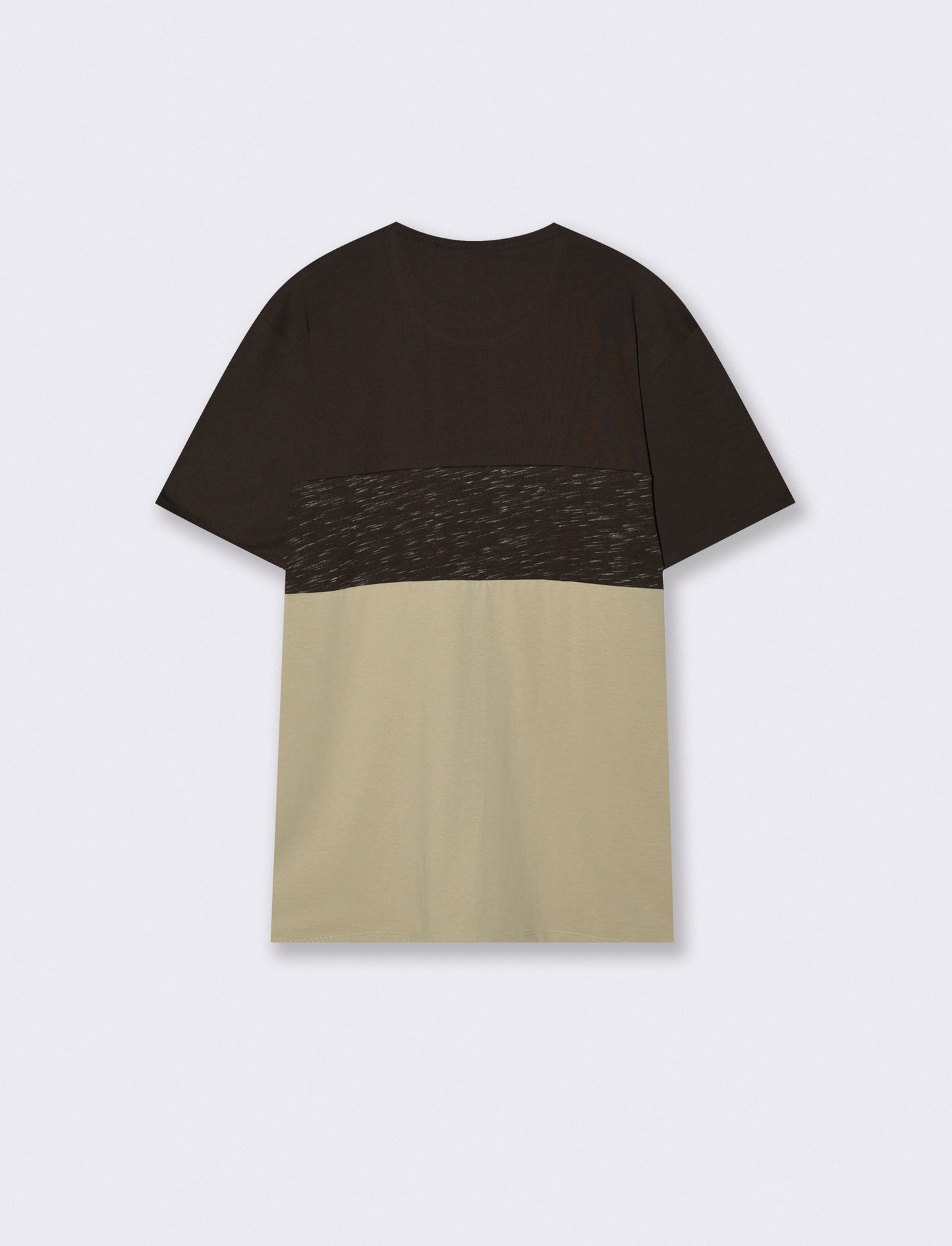 T-shirt girocollo con taschino denim - Moro