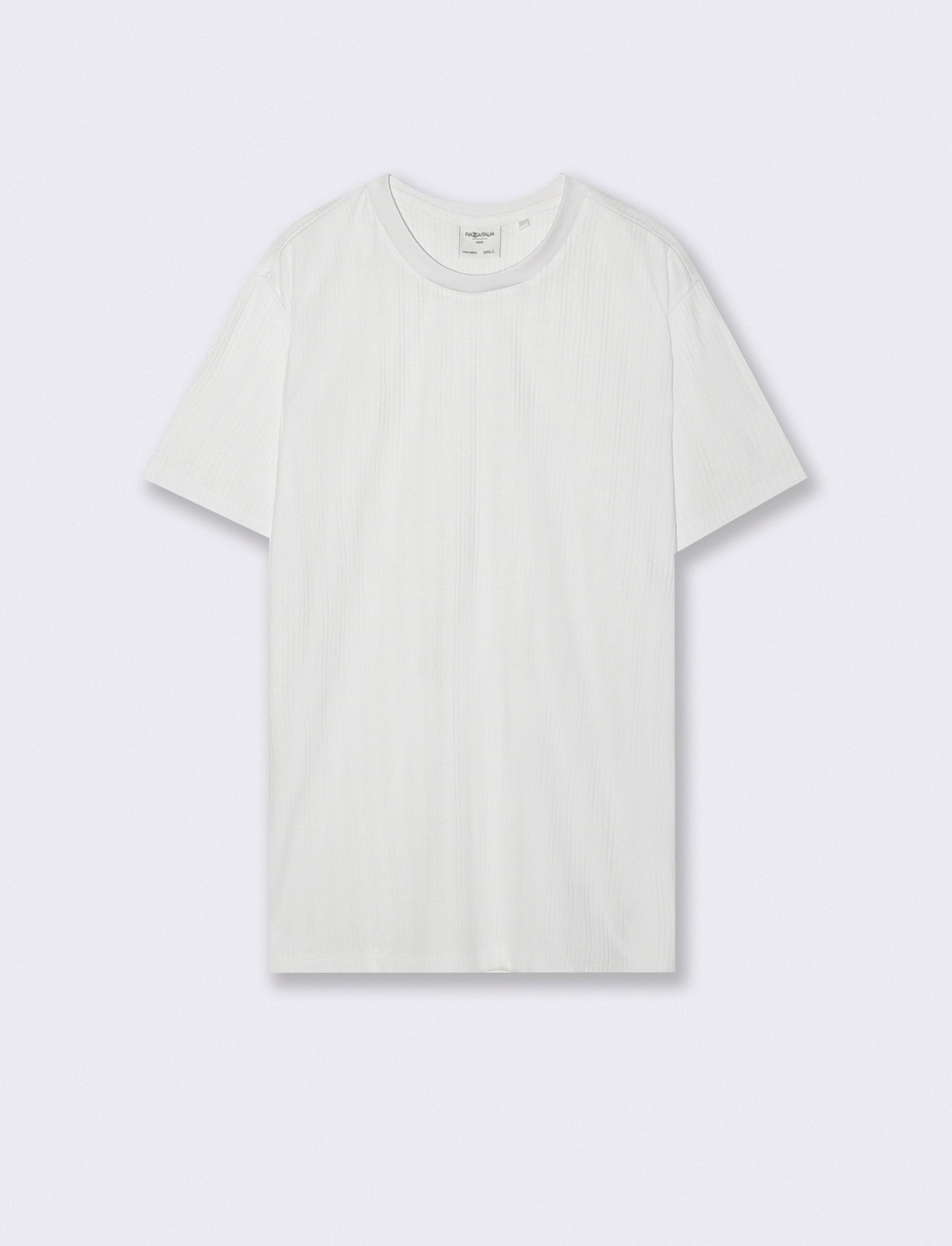 T-shirt a coste effetto maglia girocollo - Bianco