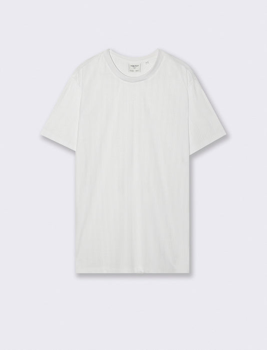 T-shirt a coste effetto maglia girocollo - Bianco