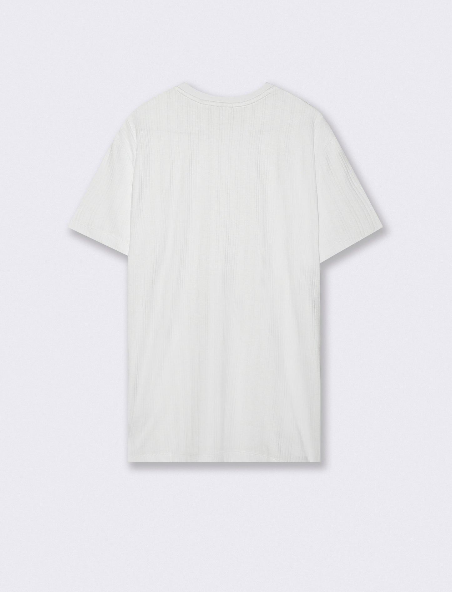 T-shirt a coste effetto maglia girocollo - Bianco