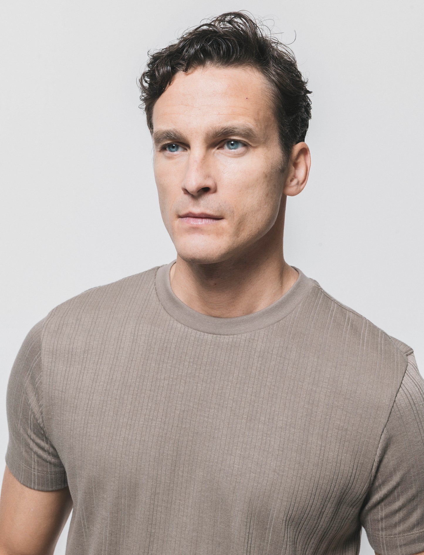 Ribbed crew neck knit T-shirt - Green
