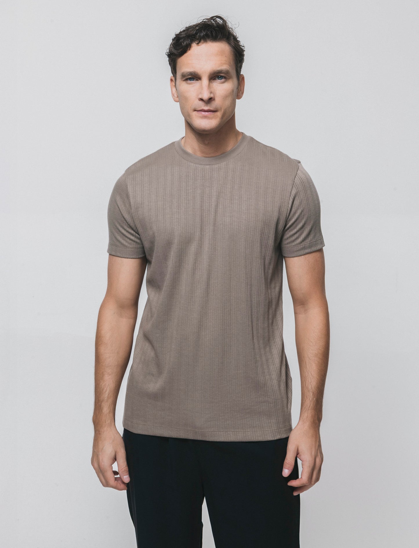 Ribbed crew neck knit T-shirt - Green