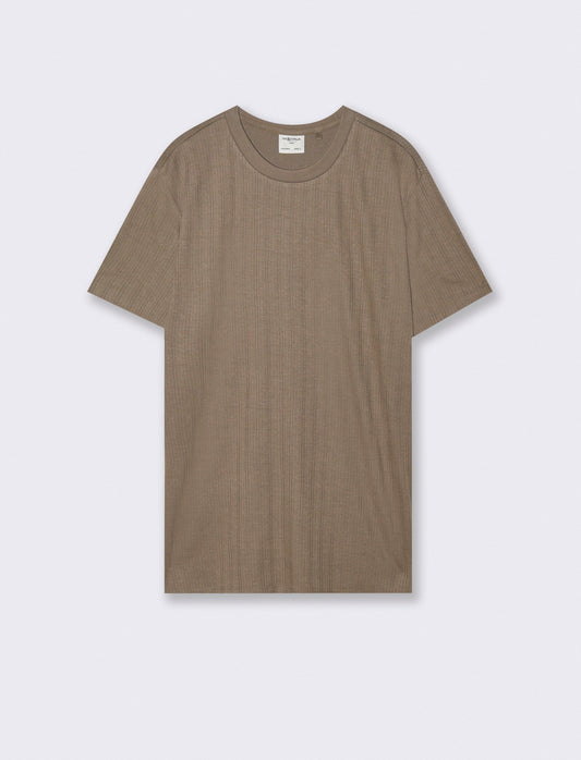 T-shirt a coste effetto maglia girocollo - Verde kaki