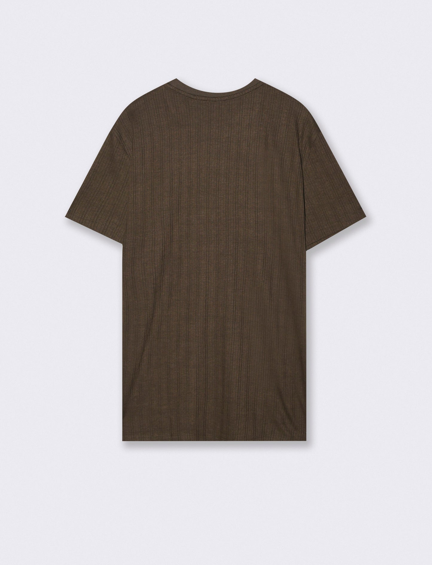 Ribbed crew neck knit T-shirt - Brown