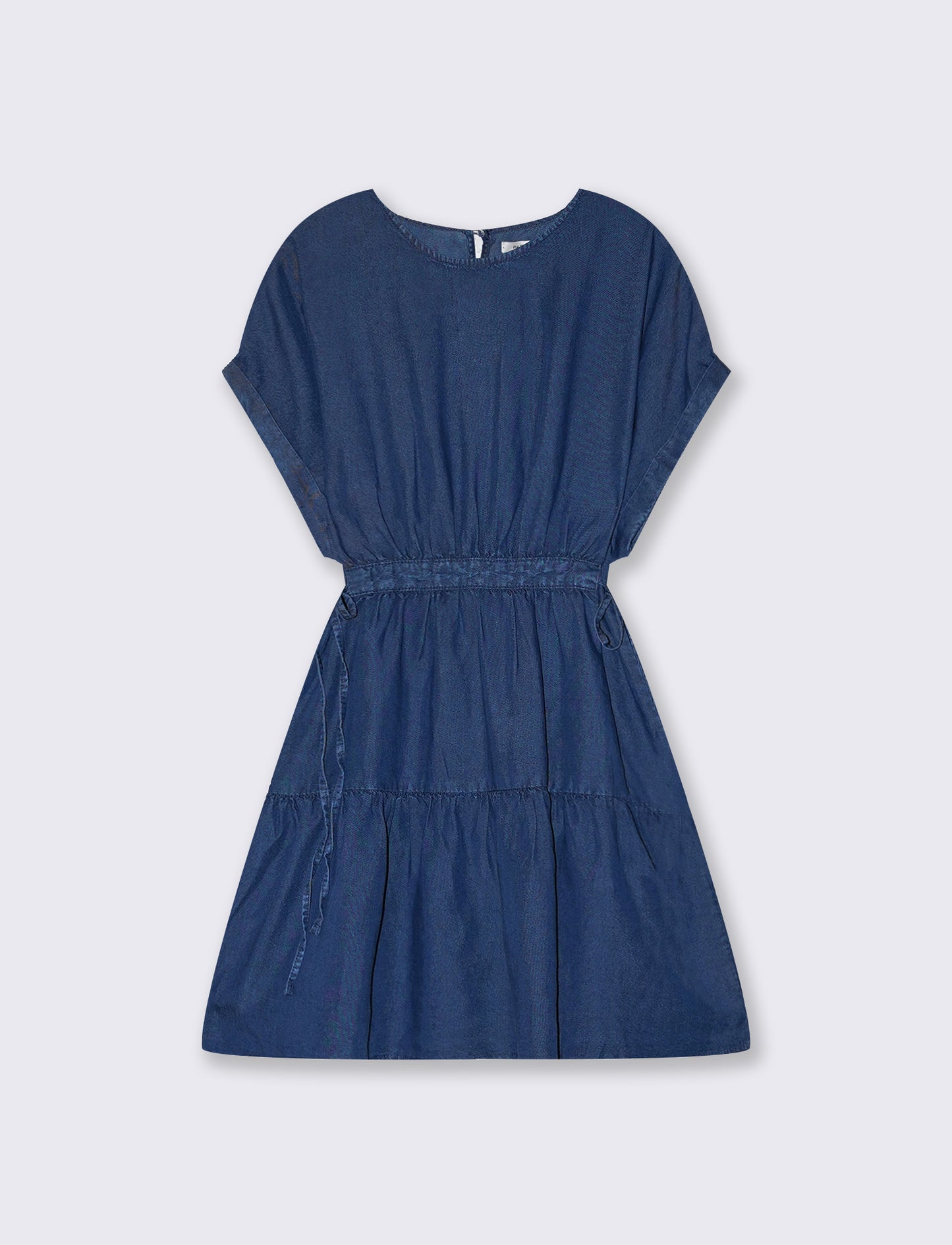 Vestito in Lyocell con coulisse e balza - DENIM SCURO