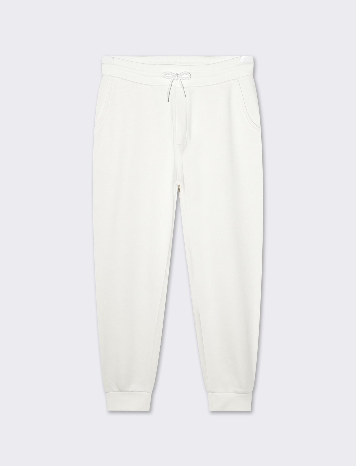 Pantaloni jogger basic in felpa garzata - Bianco