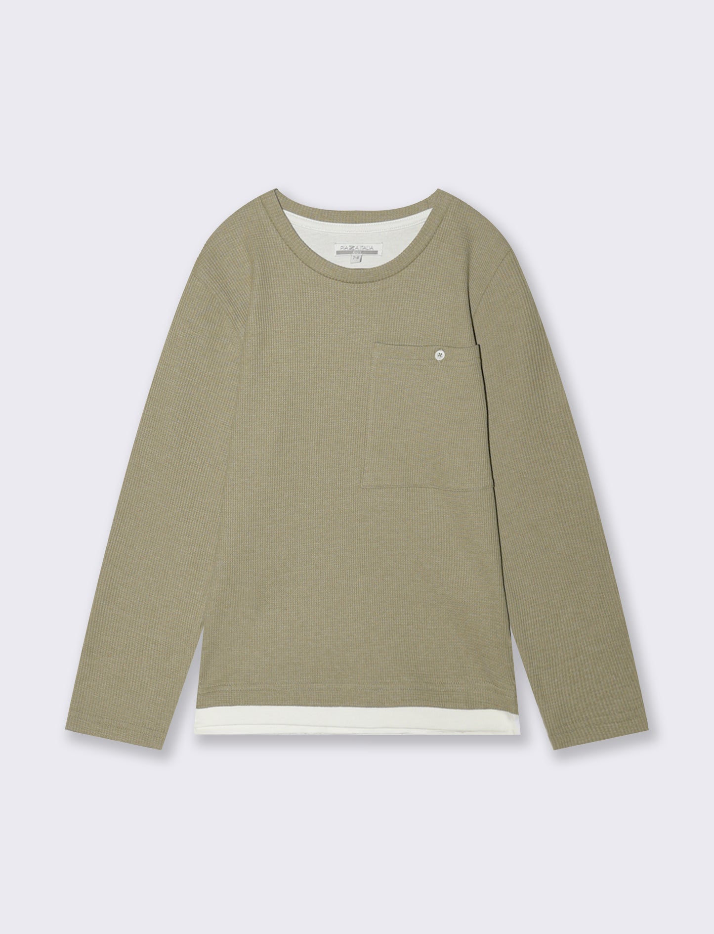 Maglia waffel tinta unita con tascone - Verde salvia