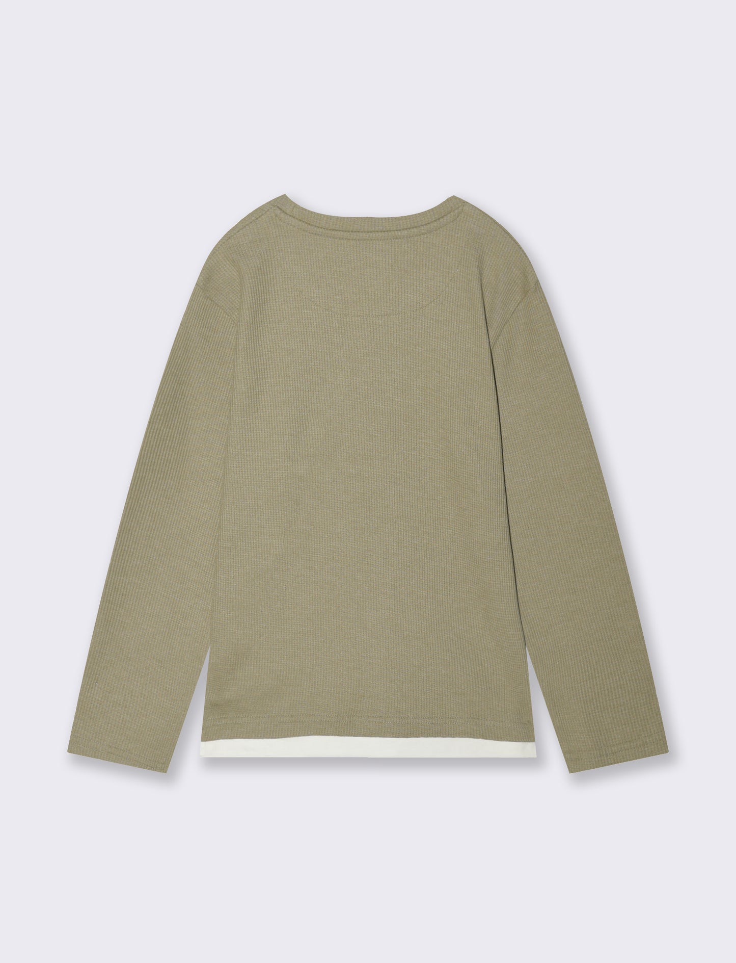Maglia waffel tinta unita con tascone - Verde salvia