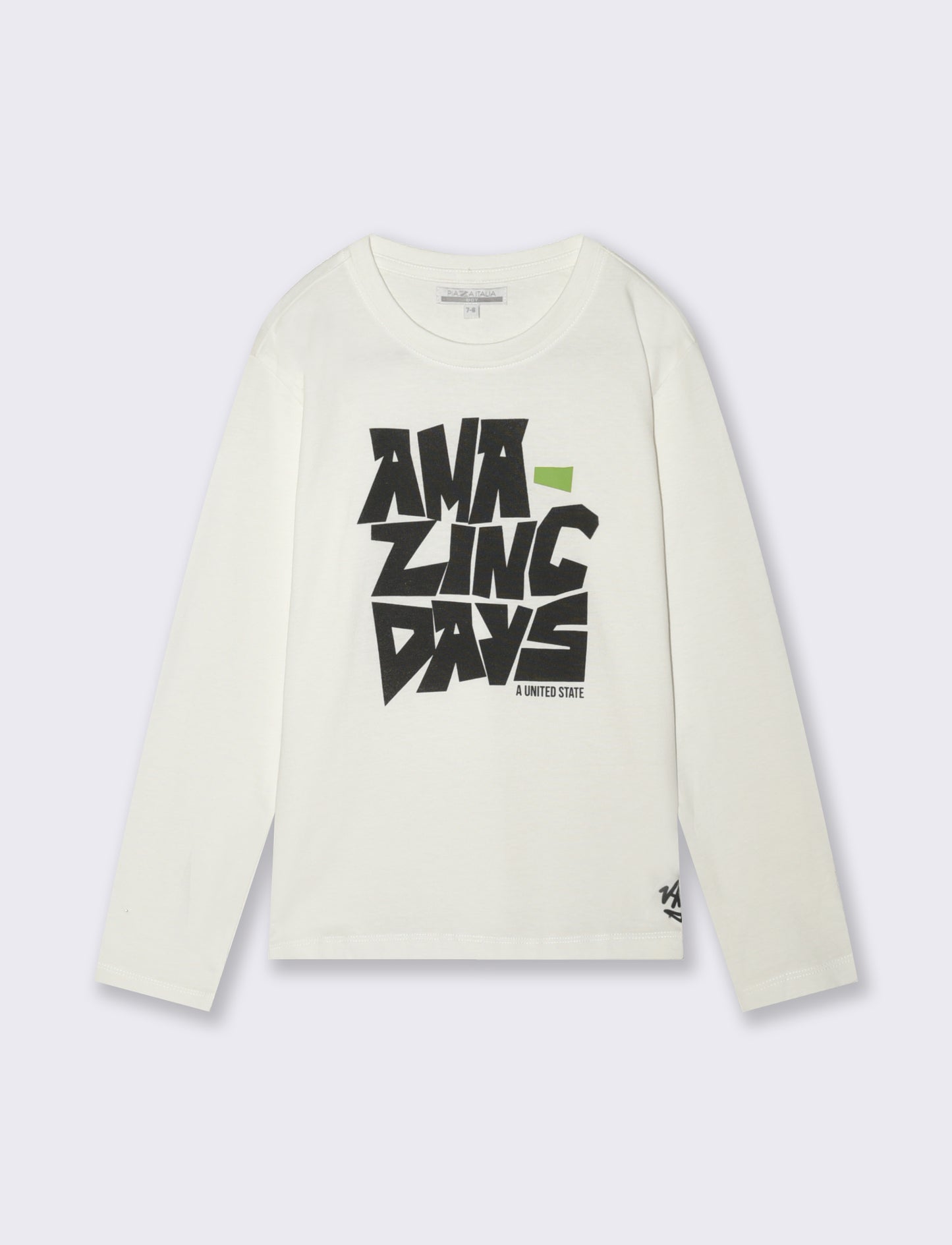 T-shirt maniche lunghe con stampa colori - Bianco latte