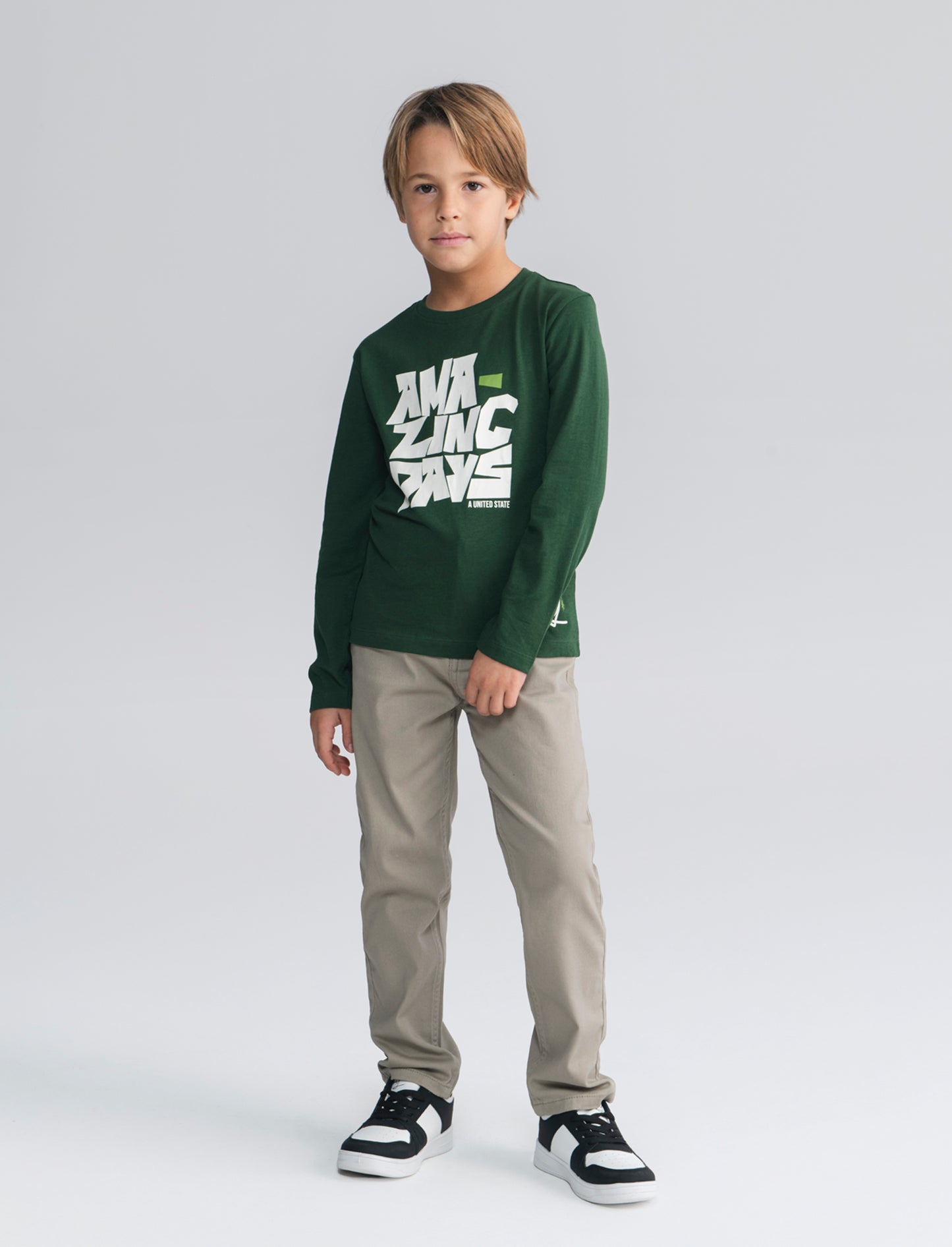 T-shirt maniche lunghe con stampa colori - Verde abete