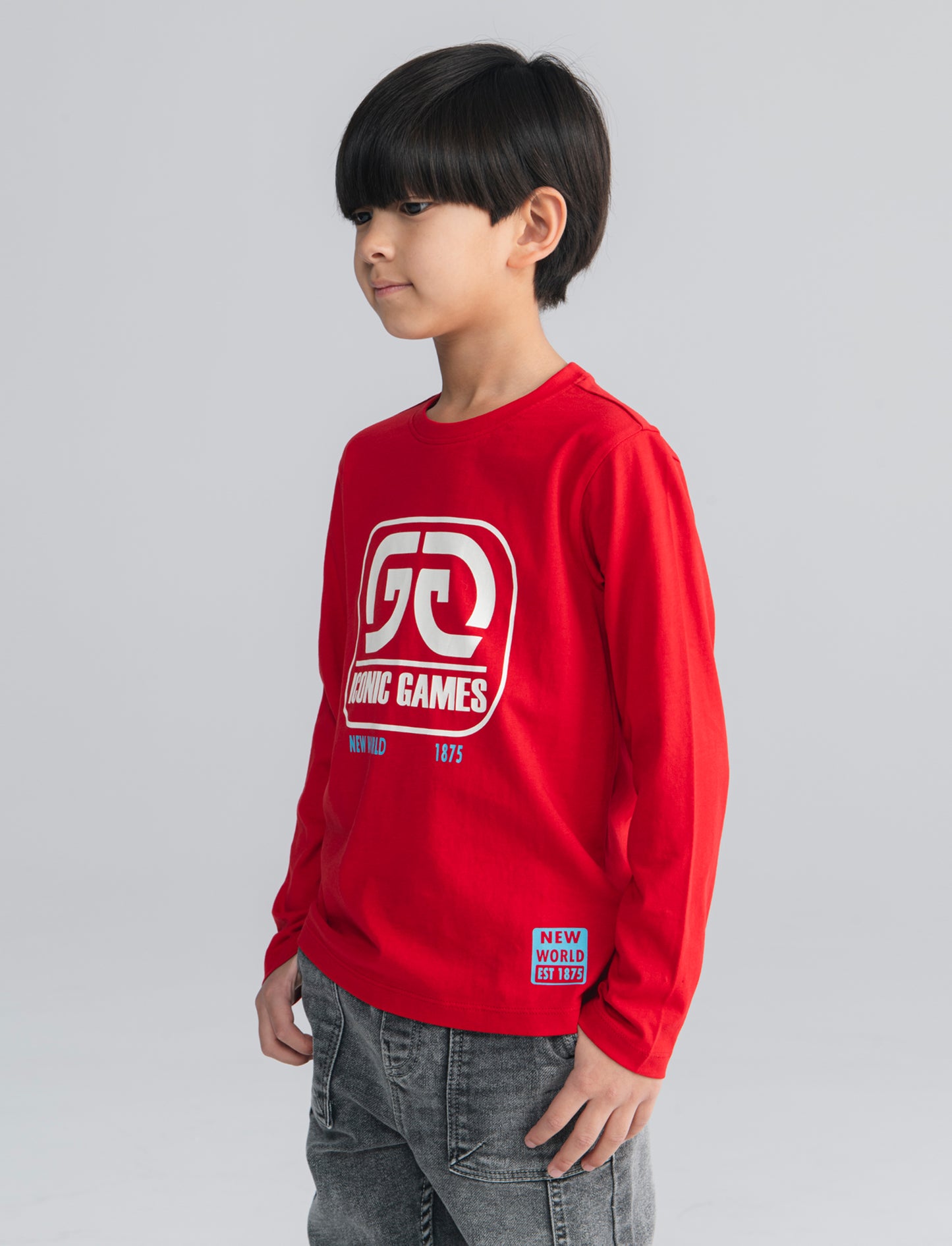 T-shirt maniche lunghe con stampa colori - Rosso