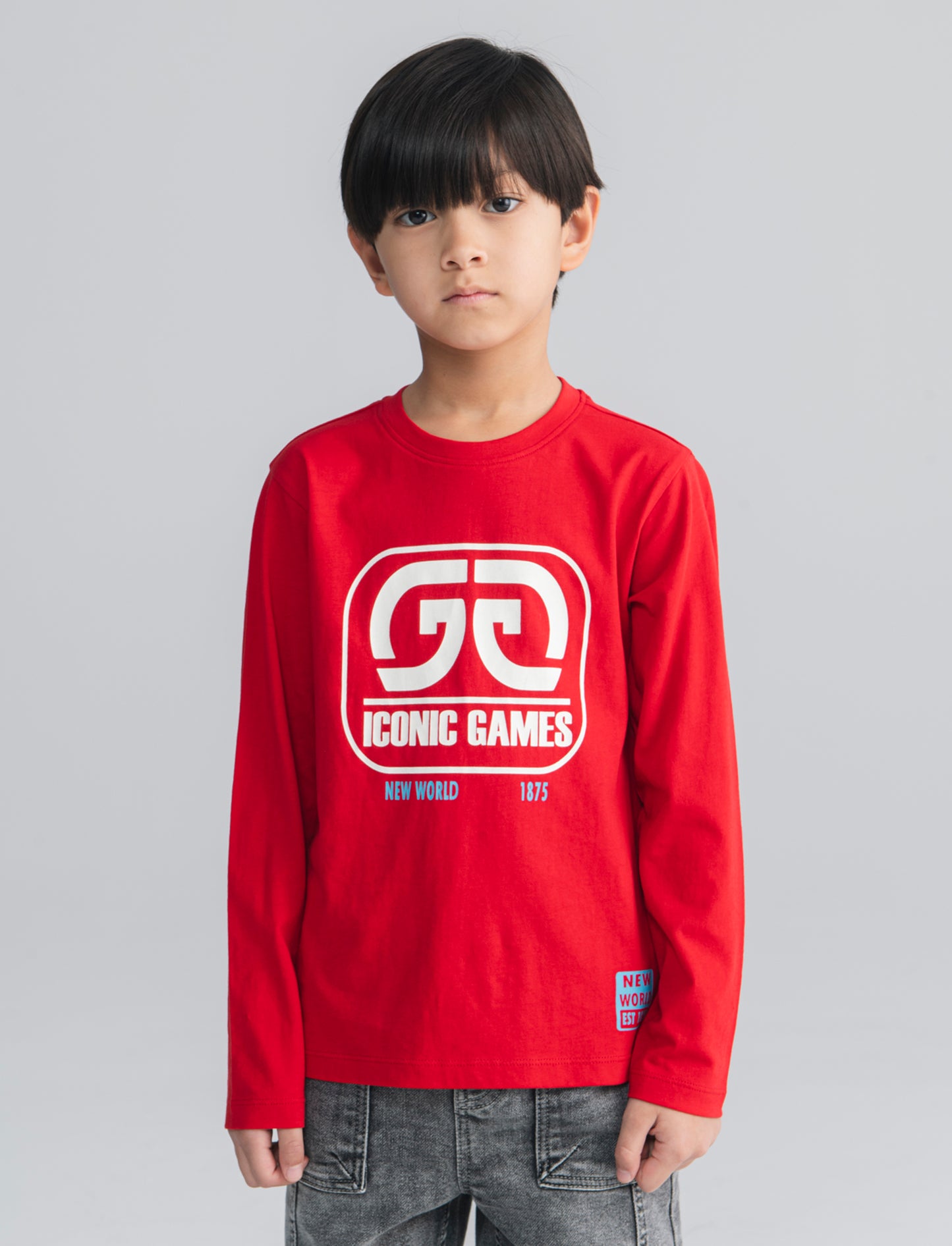 T-shirt maniche lunghe con stampa colori - Rosso