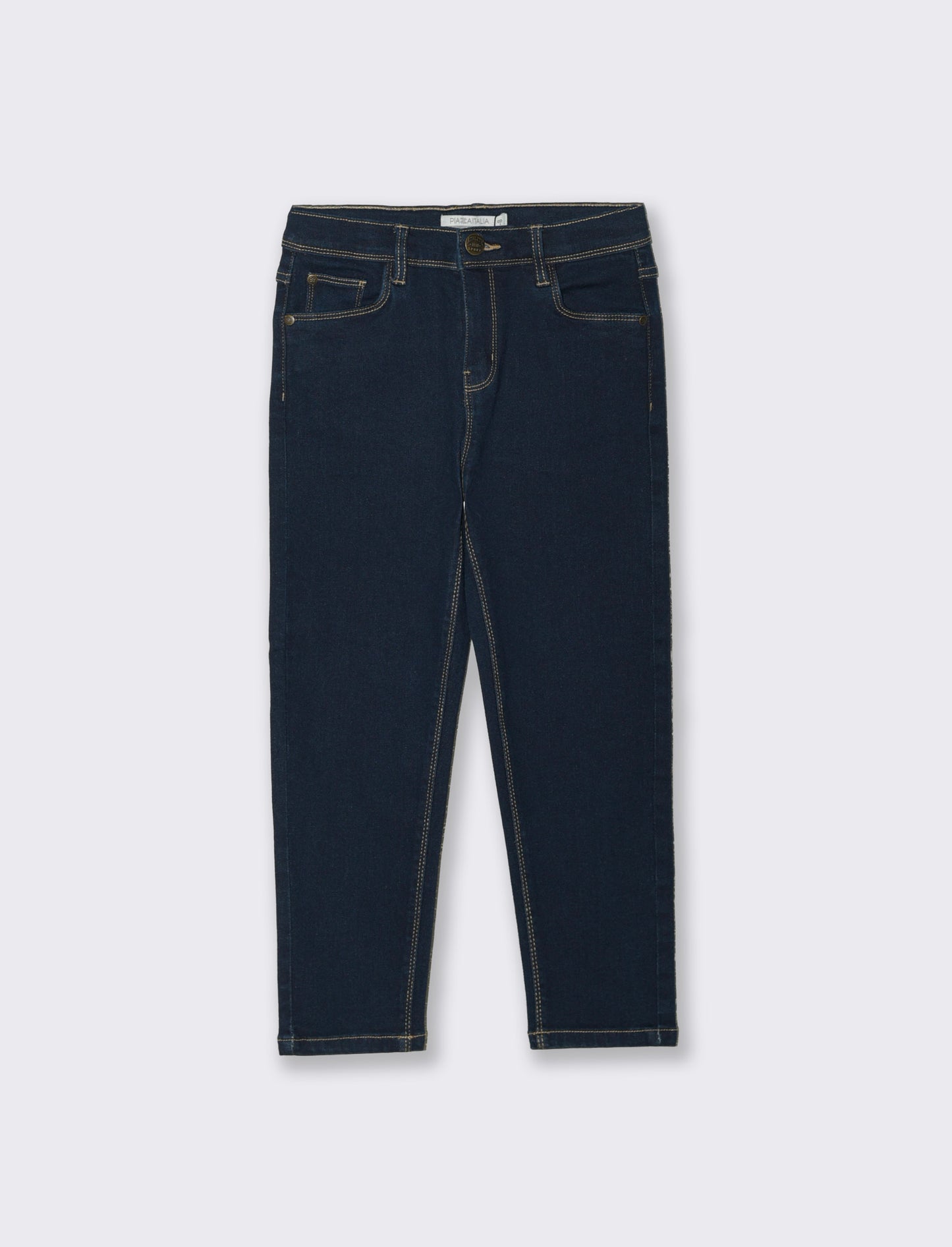 Jeans 5 tasche con vita regolabile - DENIM SCURO
