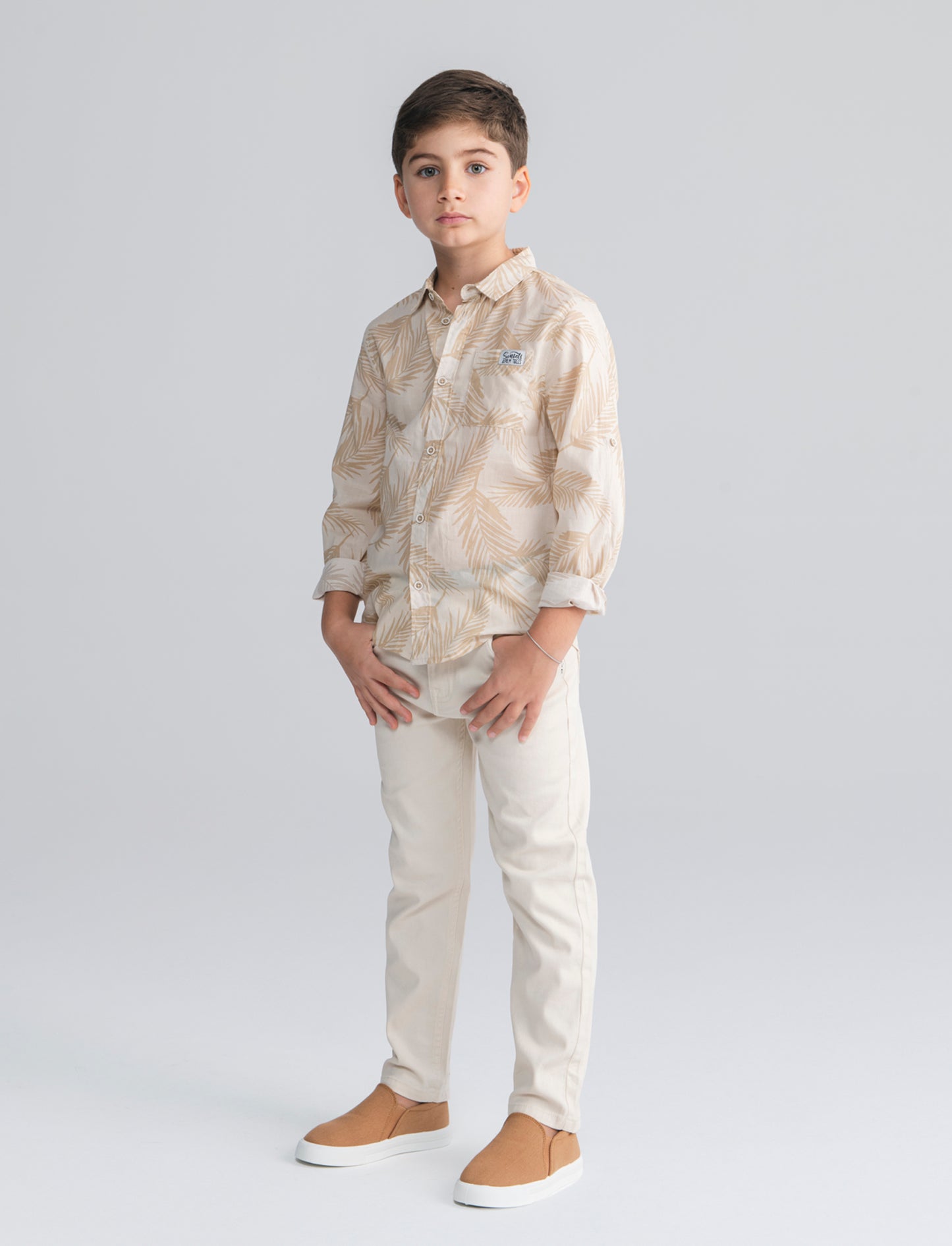 Pantaloni Cinque Tasche in Cotone Elastico - Beige