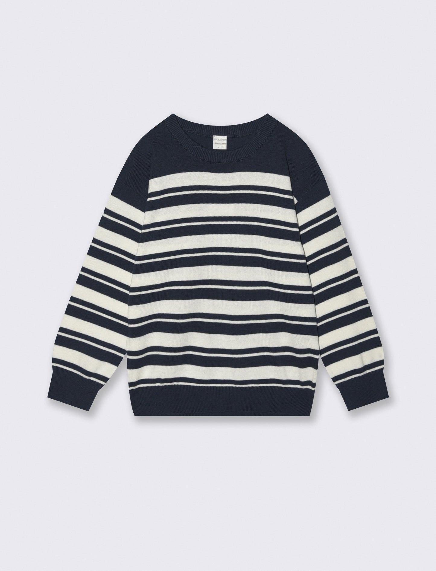 Maglia rigata girocollo in cotone comoda - Blu