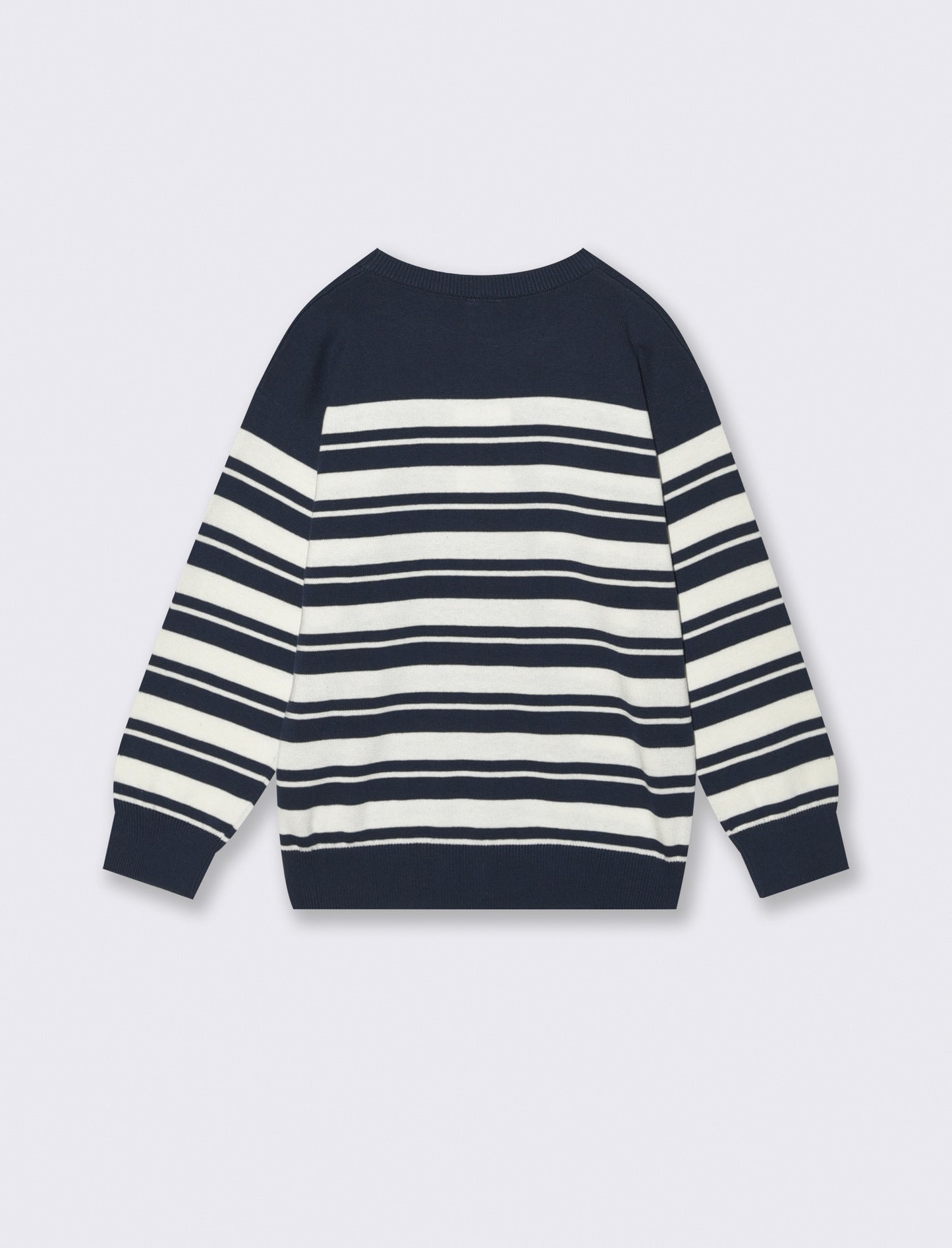 Maglia rigata girocollo in cotone comoda - Blu