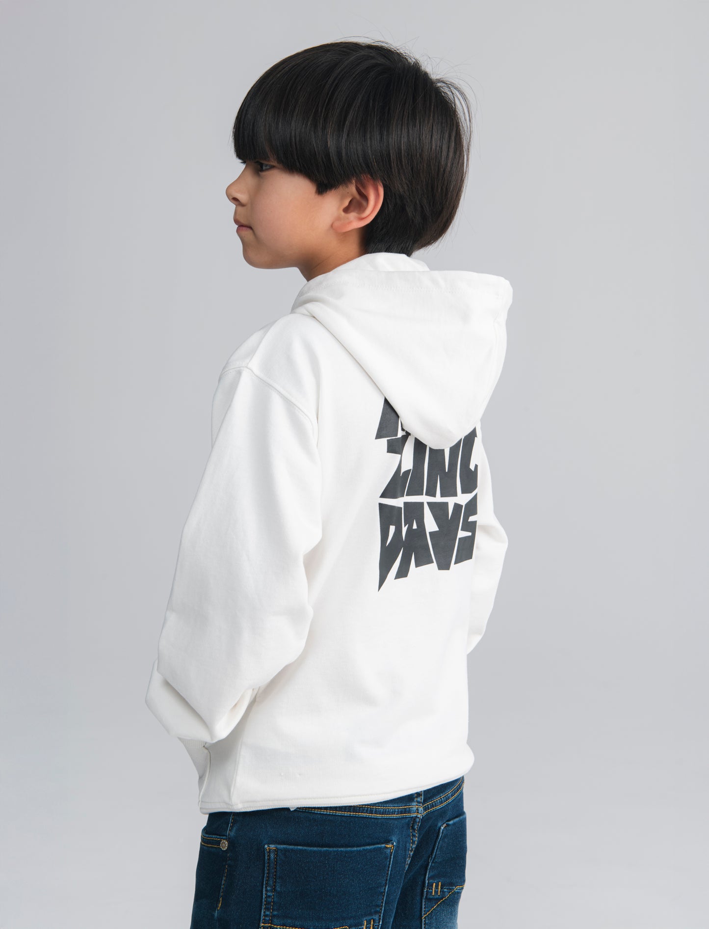 Hooded sweatshirt with oversized pocket - White