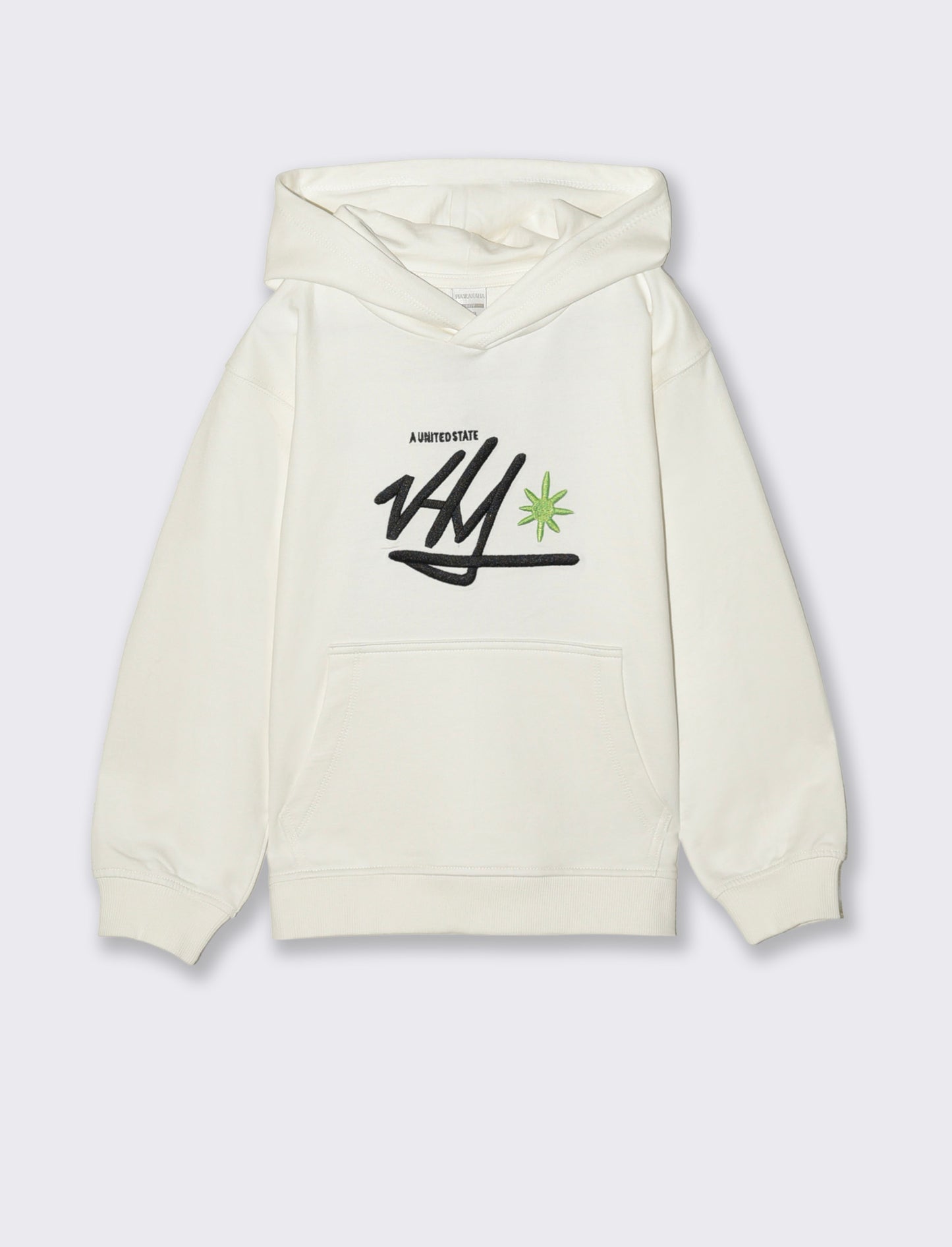 Hooded sweatshirt with oversized pocket - White
