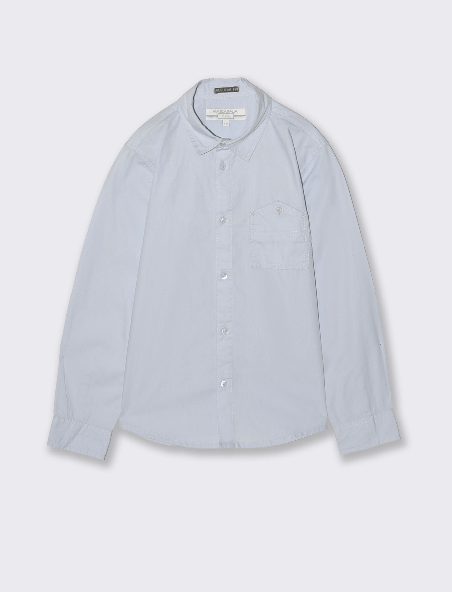 Camicia in cotone tinta unita casual - Azzurro