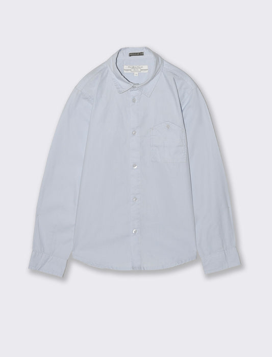 Camicia in cotone tinta unita casual - Azzurro