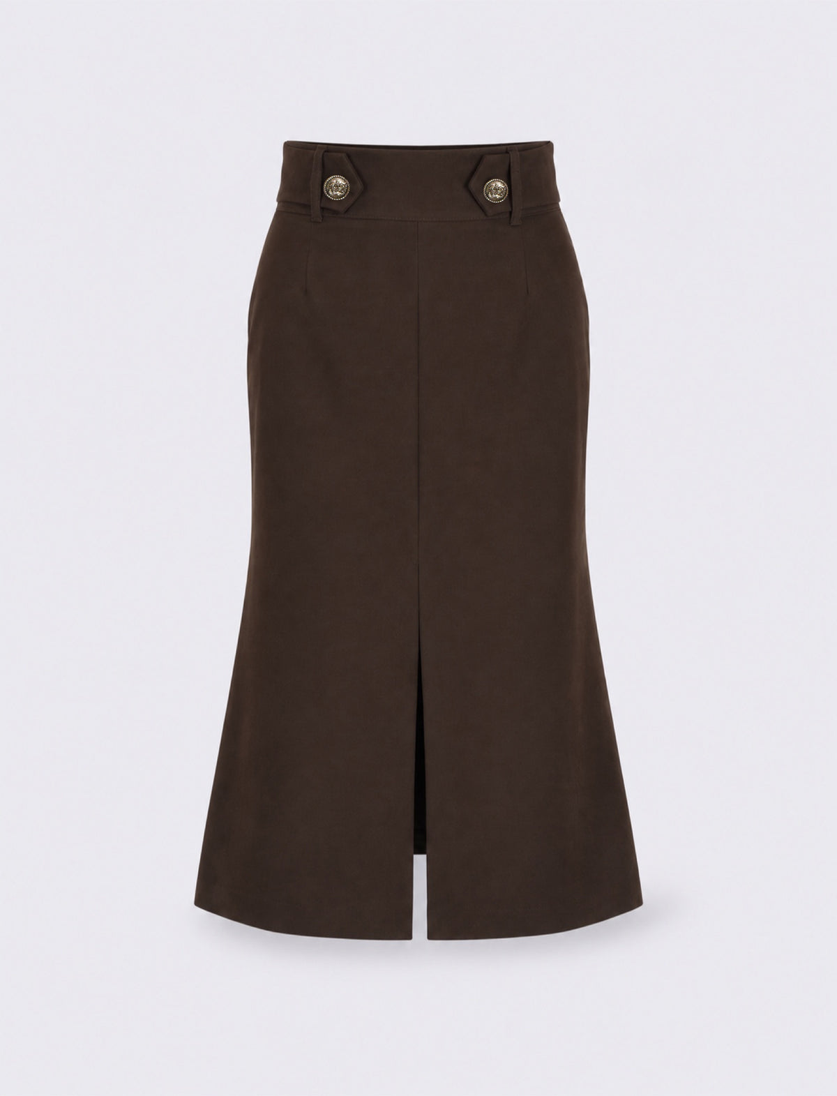 Flowing fabric pencil skirt with zip closure - Brown