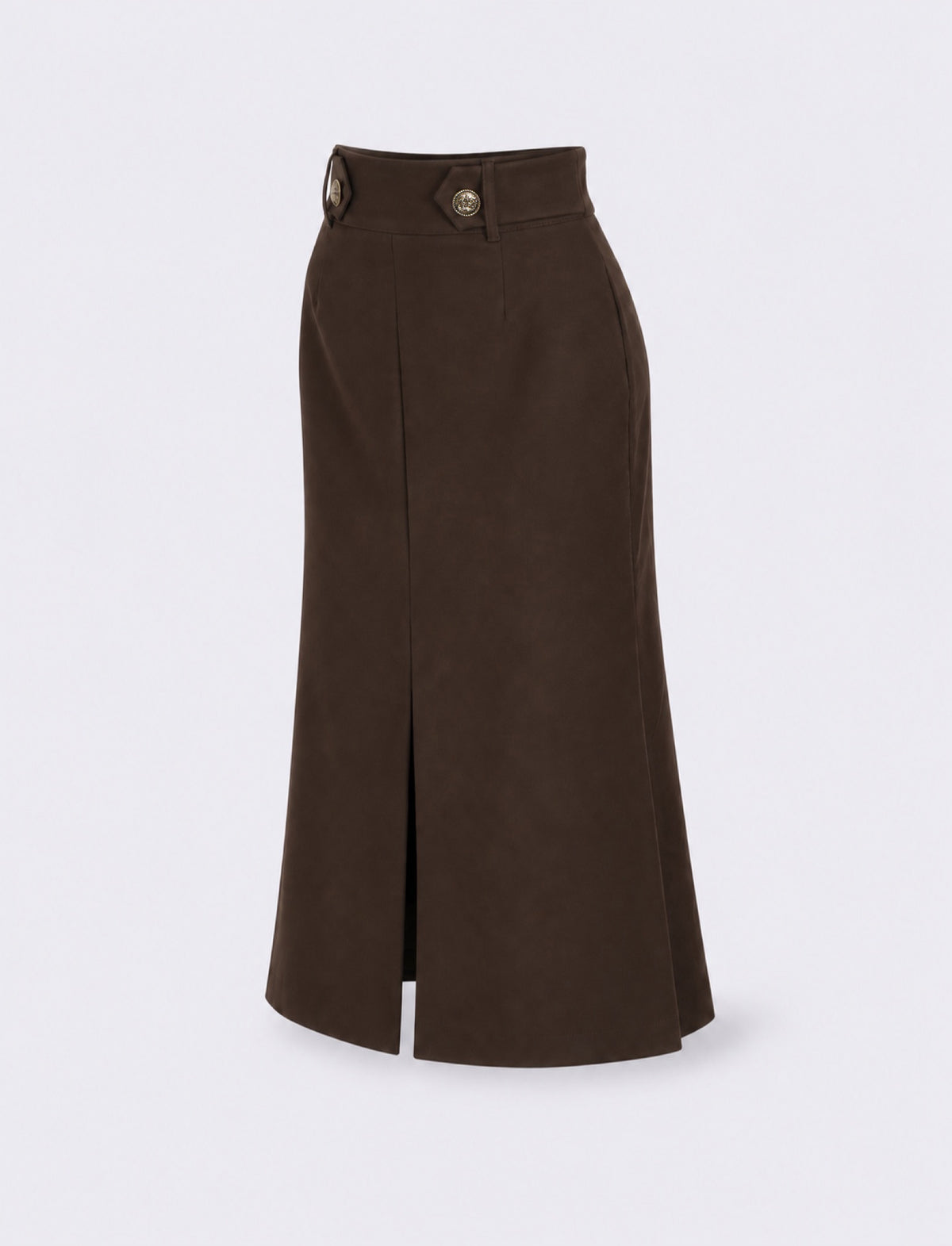 Flowing fabric pencil skirt with zip closure - Brown