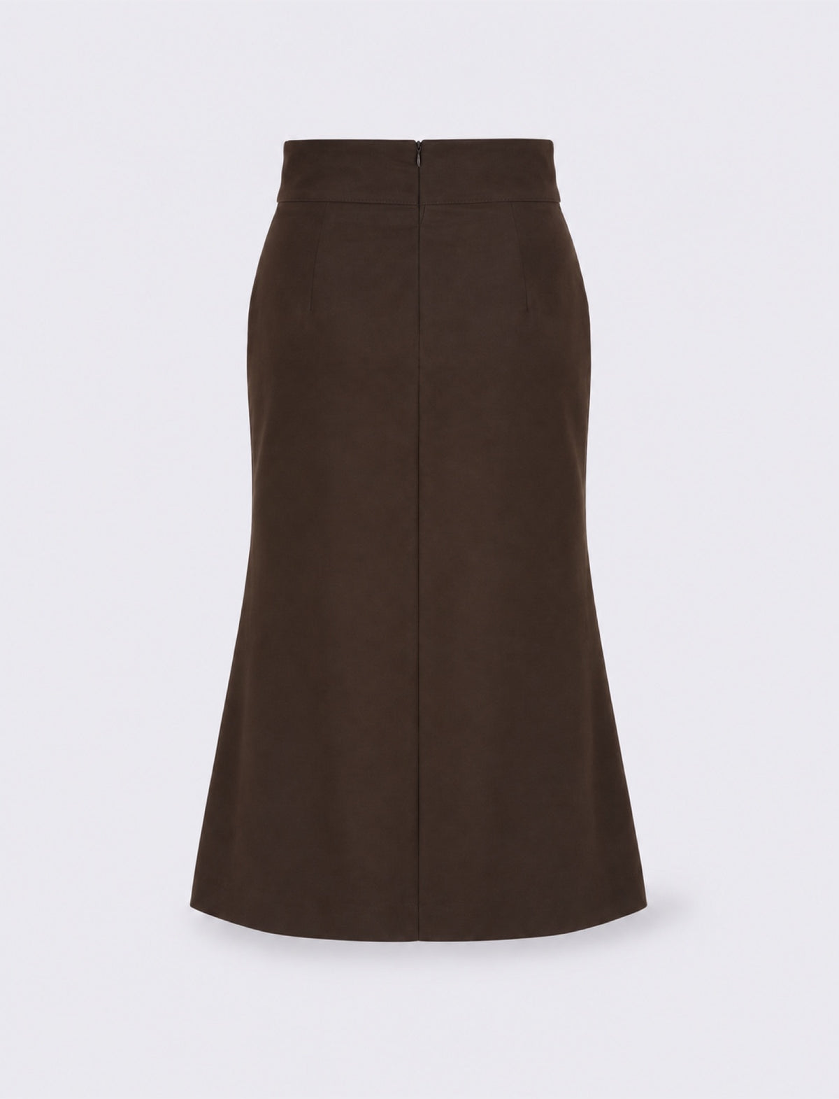 Flowing fabric pencil skirt with zip closure - Brown