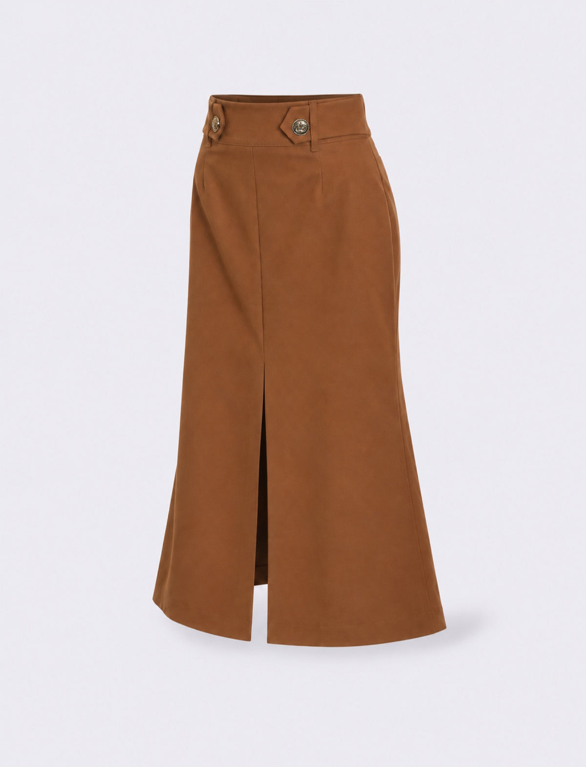 Flowing fabric pencil skirt with zip closure - BROWN