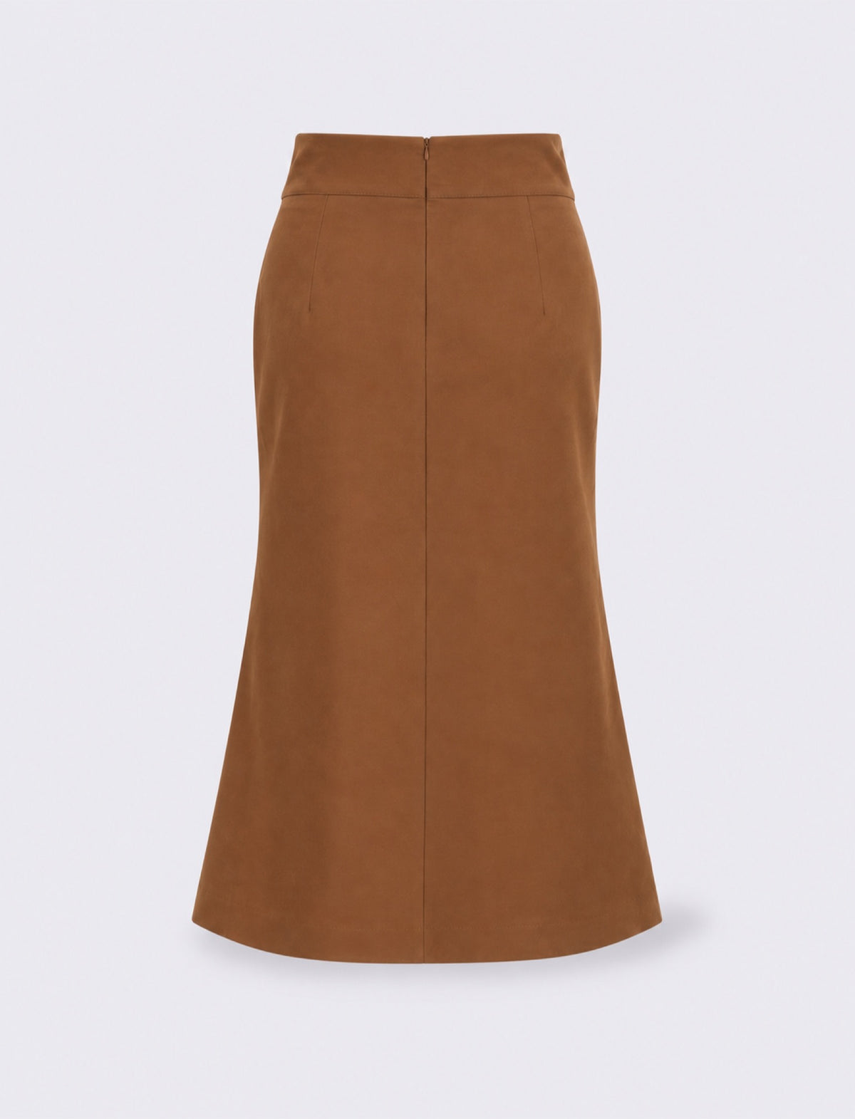 Flowing fabric pencil skirt with zip closure - BROWN